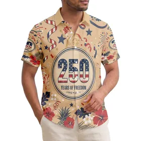 250 Years of Freedom Emblem - USA 250th Anniversary Patriotic Tropical 1776-2026 Independence Day Hawaiian Shirt