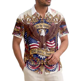 Bald Eagle American Flag 1776 We The People Patriotic Tropical - USA 250 Years of Freedom Hawaiian Shirt