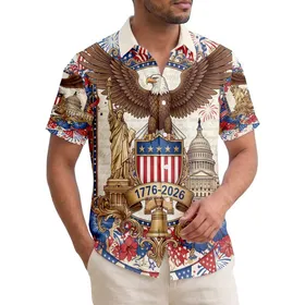 Bald Eagle American Flag 1776-2026 - USA 250th Anniversary Independence Day Hawaiian Shirt