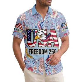 Patriotic USA Eagle Flag Freedom 250 - USA 250 Years of Freedom Independence Day Hawaiian Shirt