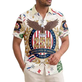 Bald Eagle 250 Emblem 1776 Tropical - USA 250th Anniversary Independence Day Hawaiian Shirt