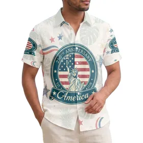 USA 250th Anniversary Lady Liberty 1776 Tropical Flag Independence Day Celebration Hawaiian Shirt
