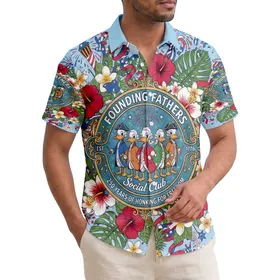 Colonial Duck Founding Fathers - USA 250th Anniversary Patriotic Gift for Veterans Hawaiian Shirt