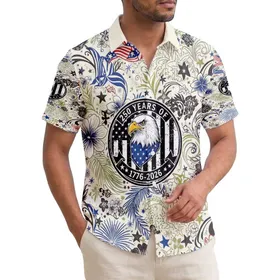 Bald Eagle American Flag 1776-2026 - USA 250 Years of Freedom Independence Day Hawaiian Shirt