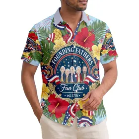 Founding Fathers Fan Club Emblem 1776-2026 - USA 250th Anniversary Independence Day Hawaiian Shirt