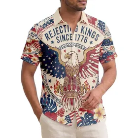 Bald Eagle American Flag 1776 Rejecting Kings - USA 250th Anniversary Independence Day Hawaiian Shirt