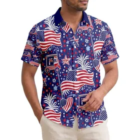 American Flag Golf Carts USA Stars Stripes 1776-2026 - USA 250th Anniversary Hawaiian Shirt