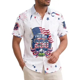 Golf Freedom 250 Emblem - USA 250th Anniversary Independence Day Tropical 1776-2026 Flag Hawaiian Shirt