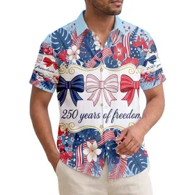 Patriotic Bows & Freedom Script 1776-2026 - USA 250th Anniversary Independence Day Hawaiian Shirt