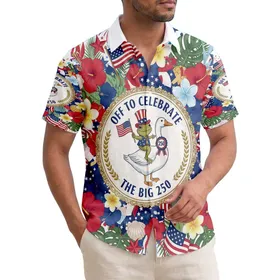 Frog Uncle Sam Goose 1776 Flag - 250th Anniversary Independence Day Semiquincentennial Hawaiian Shirt