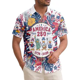 Patriotic Ducks 1776-2026 - USA 250th Anniversary Independence Day Gift for Fathers Hawaiian Shirt