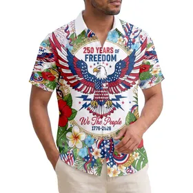 Bald Eagle American Flag Patriotic 1776-2026 - USA 250 Years of Freedom Independence Day Hawaiian Shirt