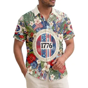 1776 Flag Patriotic Hawaiian Tropical Floral - USA 250th Anniversary Independence Day Hawaiian Shirt