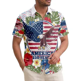 Bald Eagle American Flag 1776 Tropical - USA 250th Anniversary Independence Day Gift for Veterans Hawaiian Shirt