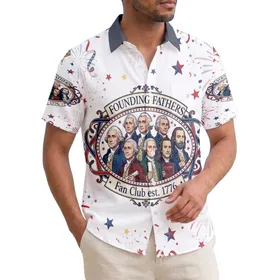 Founding Fathers 1776 Fan Club - USA 250 Years of Freedom Patriotic Tropical Hawaiian Shirt