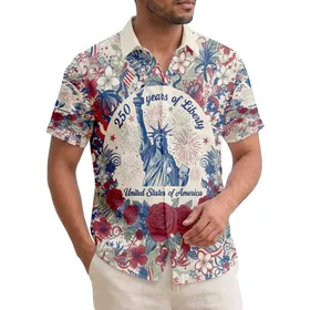 Statue of Liberty Tropical 1776-2026 - USA 250th Anniversary American Heritage Hawaiian Shirt