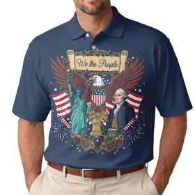 Liberty Bell Washington Bald Eagle 1776 - USA 250 Years of Freedom Independence Day Men's Polo Shirt
