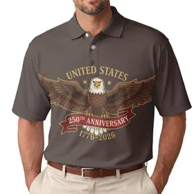 Bald Eagle United States 1776-2026 - USA 250th Anniversary Independence Day for Veterans Men's Polo Shirt