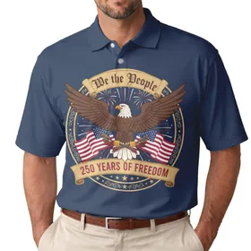 We The People Bald Eagle Flag 1776-2026 - USA 250 Years of Freedom Gift for Dad Men's Polo Shirt