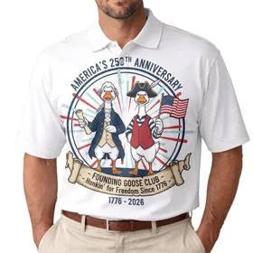 Founding Goose Club 1776 Flag Design - USA 250th Anniversary Independence Day 2026 Men's Polo Shirt