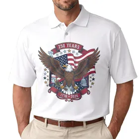Bald Eagle American Flag 1776-2026 - USA 250th Anniversary Independence Day for Veterans Men's Polo Shirt