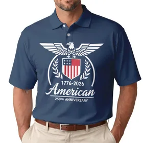 1776-2026 American Patriotic Text - USA 250th Anniversary Independence Day Gift for Dad Men's Polo Shirt