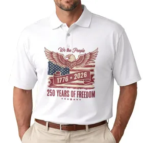 Bald Eagle American Flag We The People 1776-2026 - USA 250th Anniversary Independence Day Men's Polo Shirt