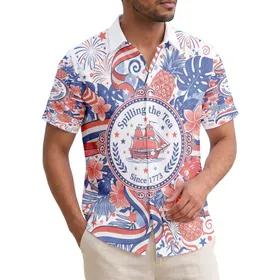 Sailing Ship Boston Tea Party 1773 - USA 250th Anniversary Independence Day for Dad Hawaiian Shirt