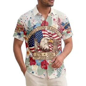 Bald Eagle American Flag Statue of Liberty 1776-2026 - USA 250th Anniversary Independence Day Hawaiian Shirt