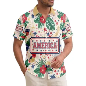 AMERICA Distressed Text Patriotic Tropical - USA 250th Anniversary 1776-2026 Hawaiian Shirt