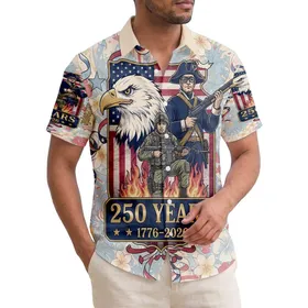 Bald Eagle Minuteman Soldier Flag 1776-2026 - USA 250th Anniversary Independence Day Gift for Veterans Hawaiian Shirt