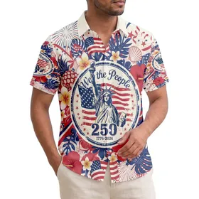 Statue of Liberty American Flag 1776-2026 - USA 250th Anniversary Patriotic Tropical Hawaiian Shirt