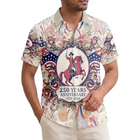 General Washington 1776 Equestrian Art - USA 250th Anniversary Tropical Patriotic Design Hawaiian Shirt