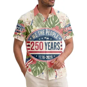 We The People 1776 Badge Tropical - USA 250th Anniversary Independence Day Gift for Dad Hawaiian Shirt