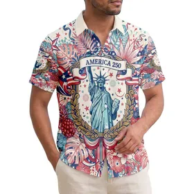 Statue of Liberty 1776 Patriotic Tropical - USA 250th Anniversary Independence Day Gift for Dad Hawaiian Shirt