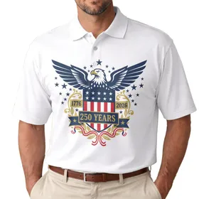 Bald Eagle American Flag 1776-2026 - USA 250th Anniversary Independence Day Gift for Dad Men's Polo Shirt
