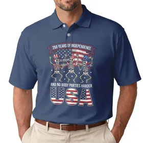 Dancing Skeleton USA Flag 1776-2026 - USA 250th Anniversary Independence Day Men's Polo Shirt