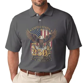 Bald Eagle American Flag Liberty Bell 1776-2026 - USA 250th Anniversary Independence Day Men's Polo Shirt