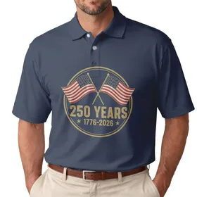 1776-2026 250 Years Distressed Crossed American Flags - USA 250th Anniversary Celebration Men's Polo Shirt