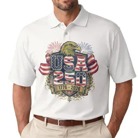 Bald Eagle USA 250 Emblem 1776-2026 - USA 250th Anniversary Independence Day Gift Men's Polo Shirt