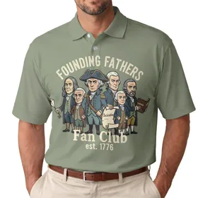 Founding Fathers Fan Club 1776 - USA 250th Anniversary Independence Day Patriotic Men's Polo Shirt