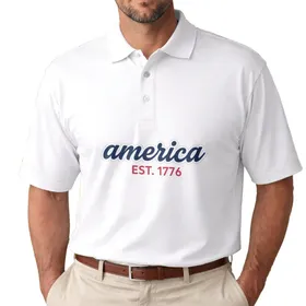 America EST. 1776 Script Design - USA 250th Anniversary Independence Day for Veterans Men's Polo Shirt