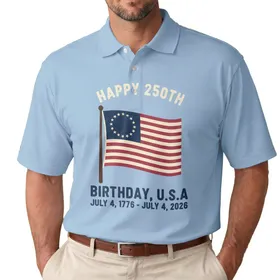 Betsy Ross Flag 1776-2026 - USA 250th Anniversary Independence Day Patriotic Men's Polo Shirt