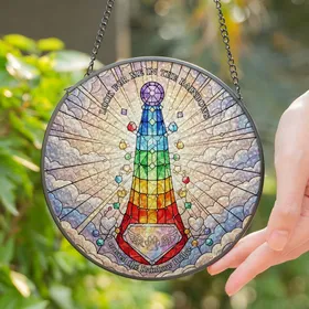 Rainbow Bridge Crystal Pet Memorial - Angel Wings Paw Print Heart Remembrance Gift Stained Glass Suncatcher