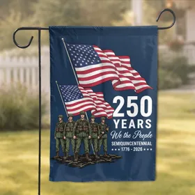 American Flag Soldiers 1776-2026 - USA 250th Anniversary We The People Semiquincentennial Garden Flag
