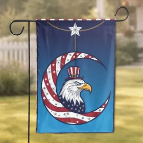 Bald Eagle Crescent Moon 1776-2026 - USA 250th Anniversary Patriotic Flag Art Garden Flag