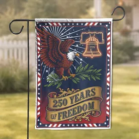 Bald Eagle Liberty Bell 1776-2026 American Flag - USA 250 Years of Freedom Garden Flag