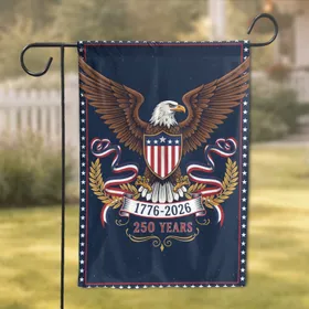 Bald Eagle American Flag Shield 1776-2026 - USA 250th Independence Day Gift for Dad Garden Flag