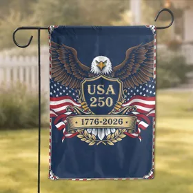 Bald Eagle American Flag 1776-2026 - USA 250th Anniversary Liberty Shield Garden Flag