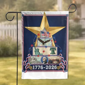 Golden Star Bald Eagle Liberty Bell 1776-2026 - USA 250th Anniversary Patriotic Gift Garden Flag